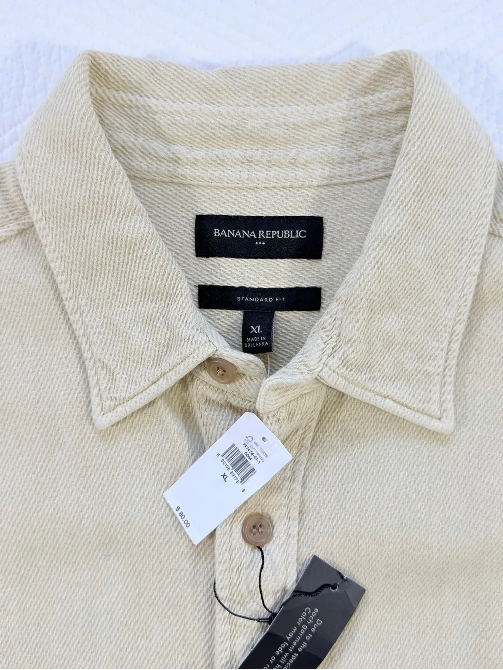 Banana Republic Cream Corduroy Long-Sleeve Button-Down Shirt